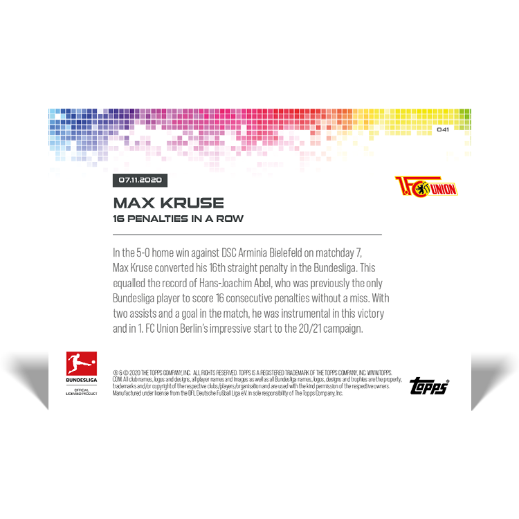 16 Penalties in a row - Bundesliga TOPPS NOW Card #41 - Print run: 80 - Image 2