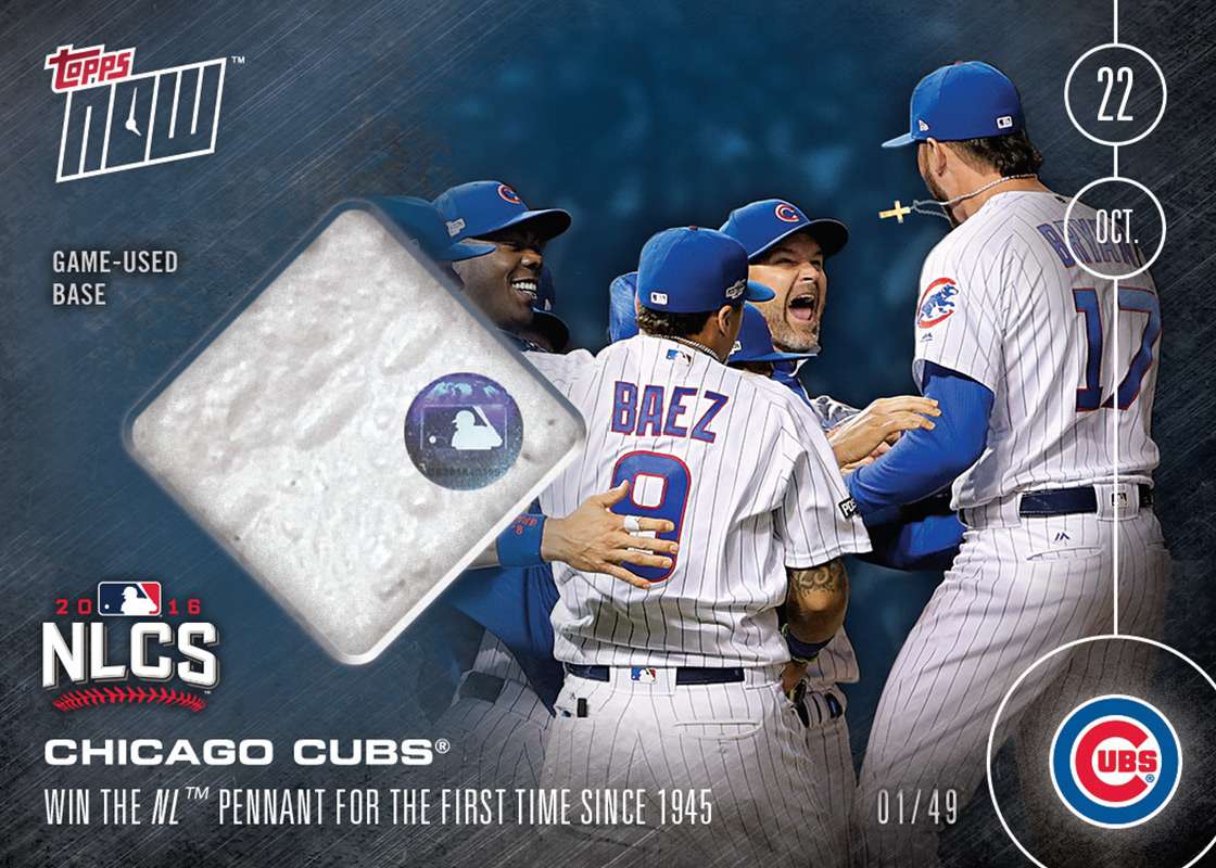 RELIC Card # TO 49 - Chicago Cubs Win First NL Pennant Since 1945 - TOPPS NOW