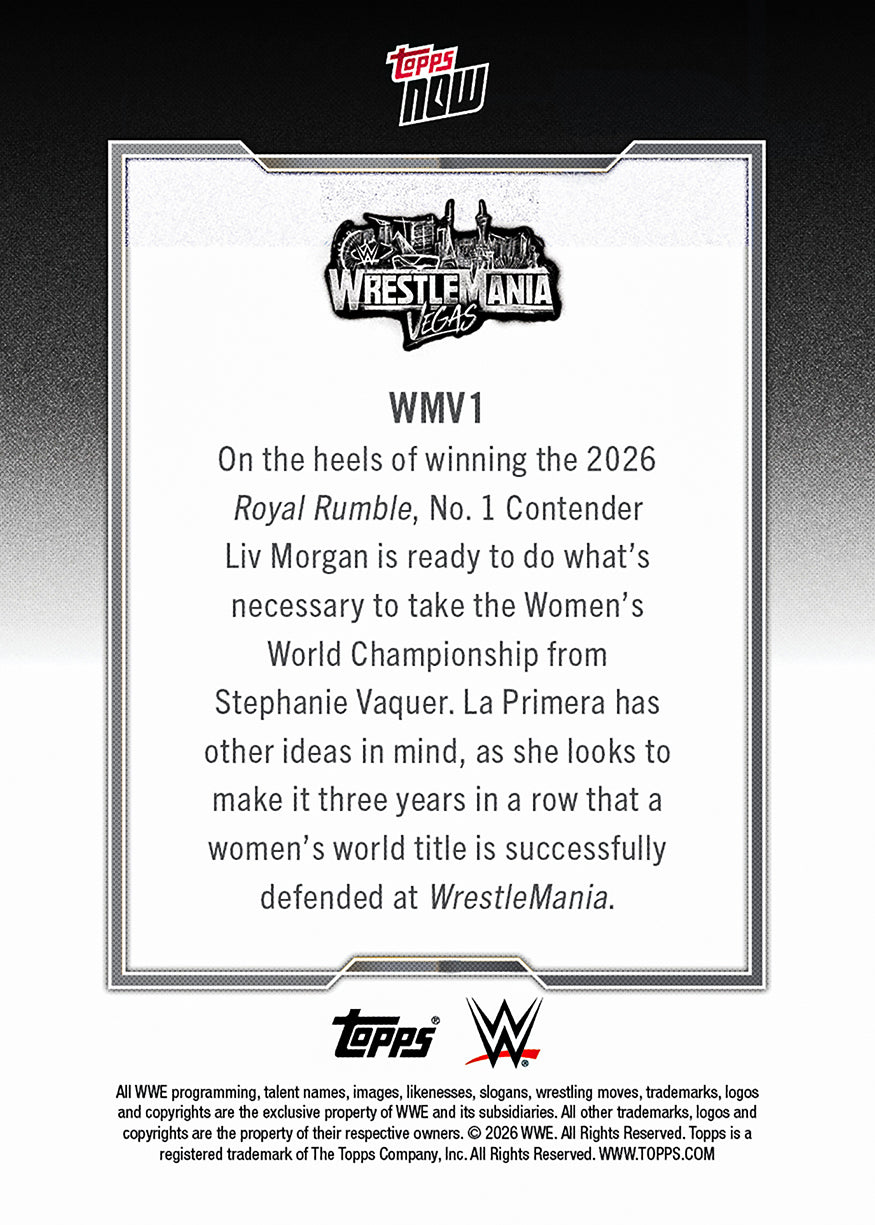 Stephanie Vaquer / Liv Morgan - 2026 WWE Topps NOW - Card WMV1 - PR: 2377 - Image 3