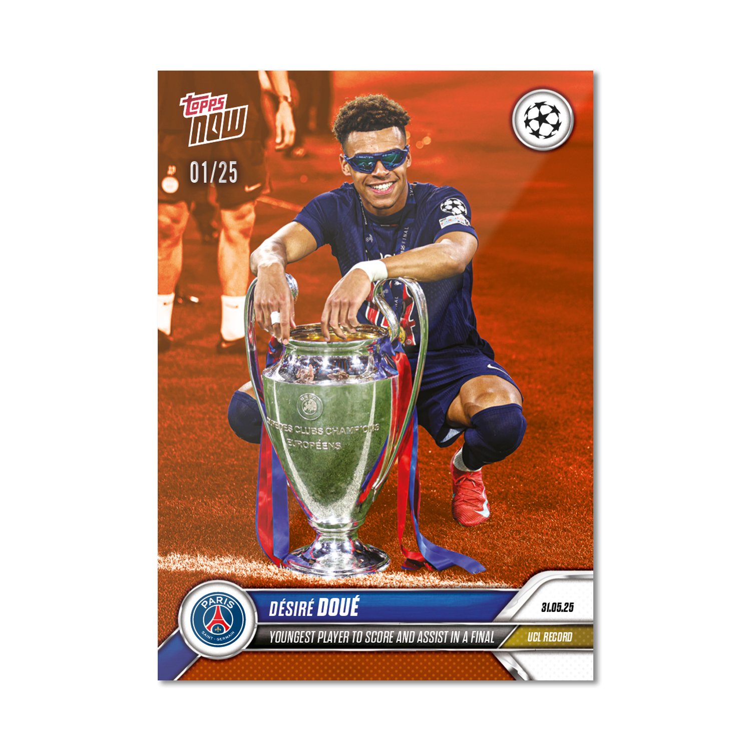 Désiré Doué - 2024-25 UCL Topps NOW - Card 162 - LOOK FOR AUTO-RELIC - PR: 5843 - Image 7