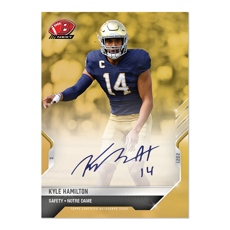 On-Card Auto # to 1 - Kyle Hamilton - 2021 Bowman NEXT TOPPS NOW Football Card 6F