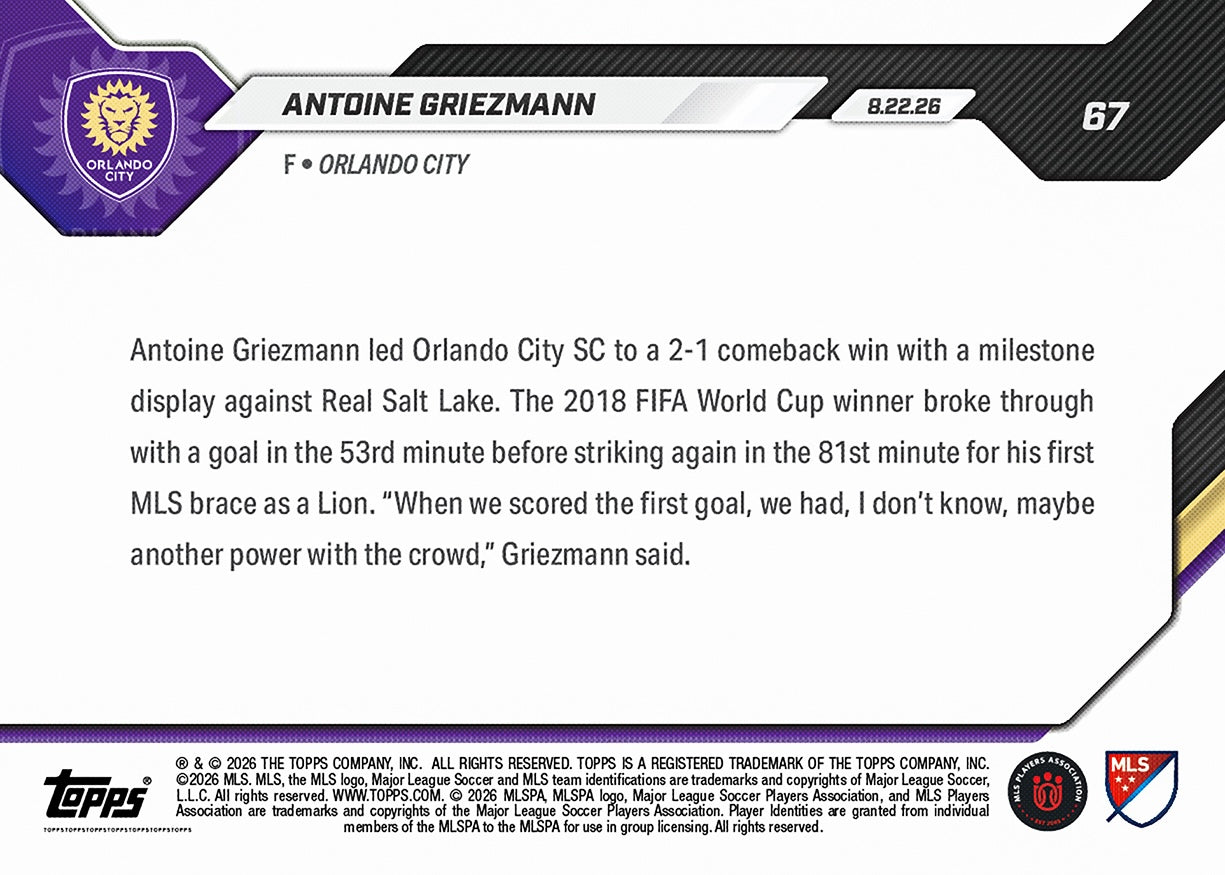 Antoine Griezmann - 2026 MLS Topps NOW - Card 67 - PR: 449 - Image 2