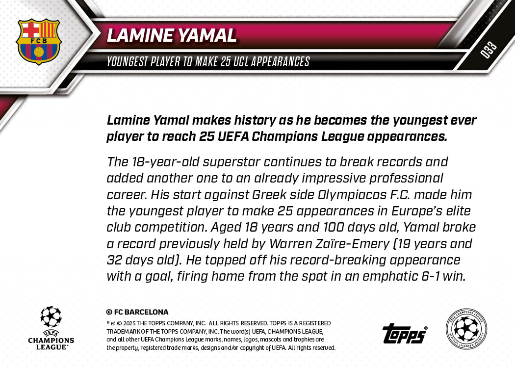 Lamine Yamal - 2025-26 UCL Topps NOW - Card 33 - PR: 5105 - Image 7