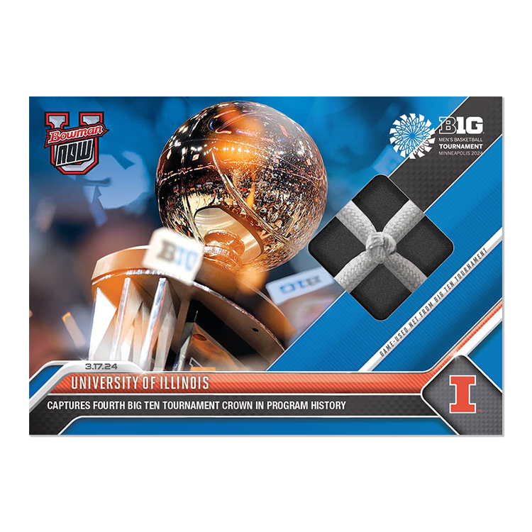 Game-used Net Relic # to 49 or Lower - University of Illinois - 2023-24 Bowman U Now Card 73 - Image 3