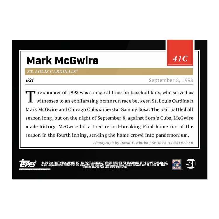 Alternative view of On-Card Auto # to 5 - 2021 Topps x Sports Illustrated - Mark McGwire - Card #41C
