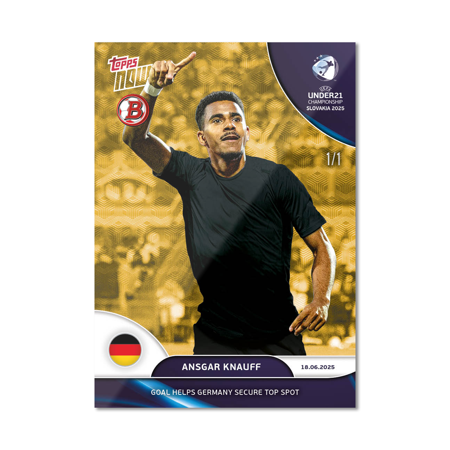 Ansgar Knauff - 2025 UEFA Euro U-21 Topps NOW - Card 6 - PR: 100 - Image 2
