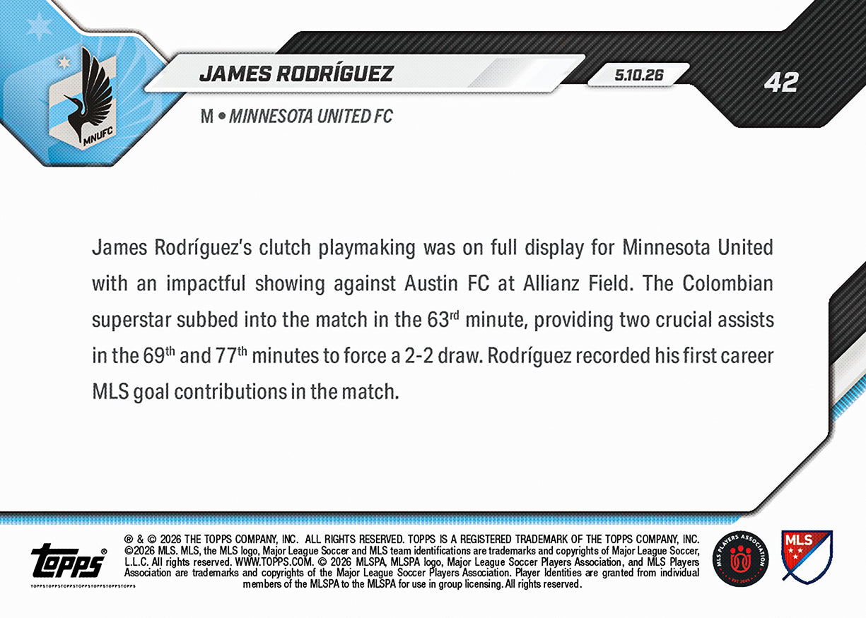 James Rodríguez - 2026 MLS Topps NOW - Card 42 - PR: 424 - Image 2