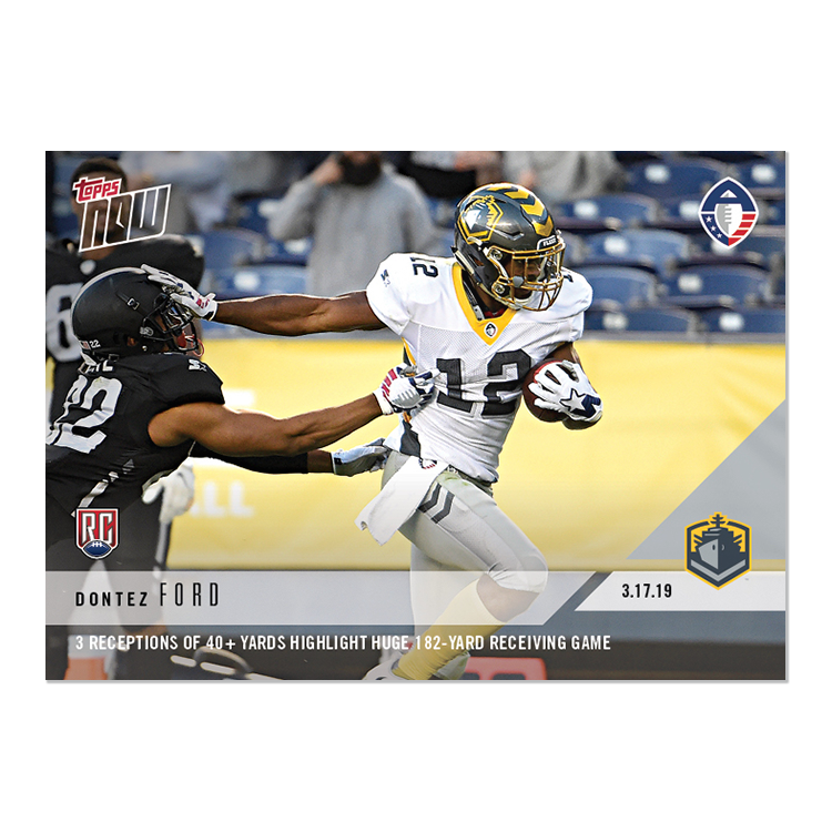 Dontez Ford - AAF TOPPS NOW Card 33 - Print Run: 261