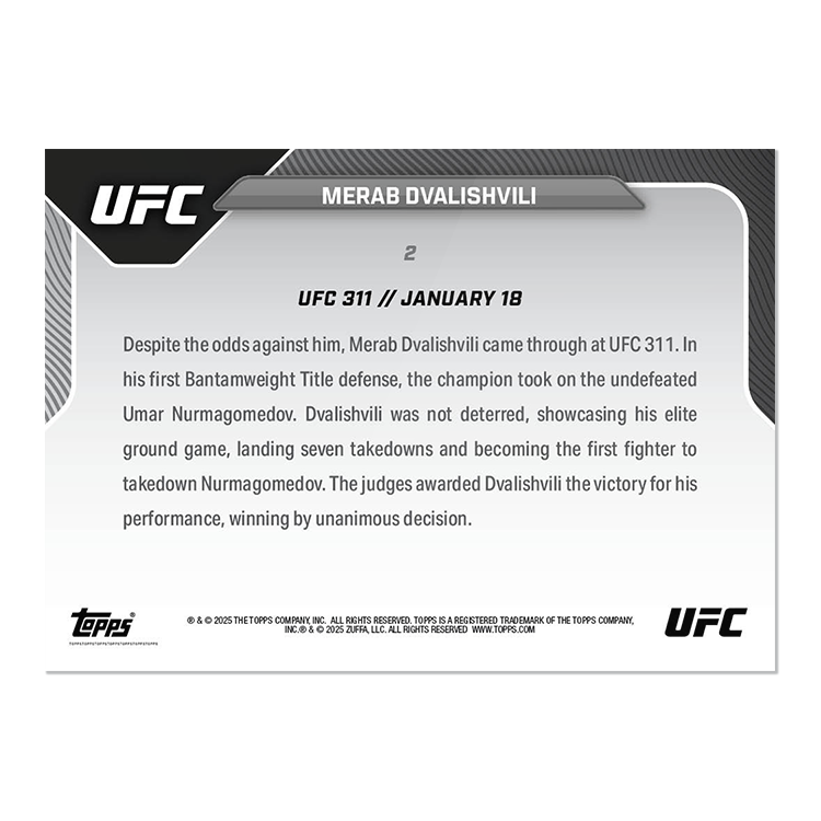 Merab Dvalishvili - 2025 UFC Topps NOW - Card 2 - PR: 456 - Image 3