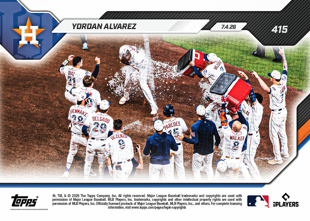 Yordan Alvarez - 2026 MLB Topps NOW - Card 415 - PR: 763 - Image 2