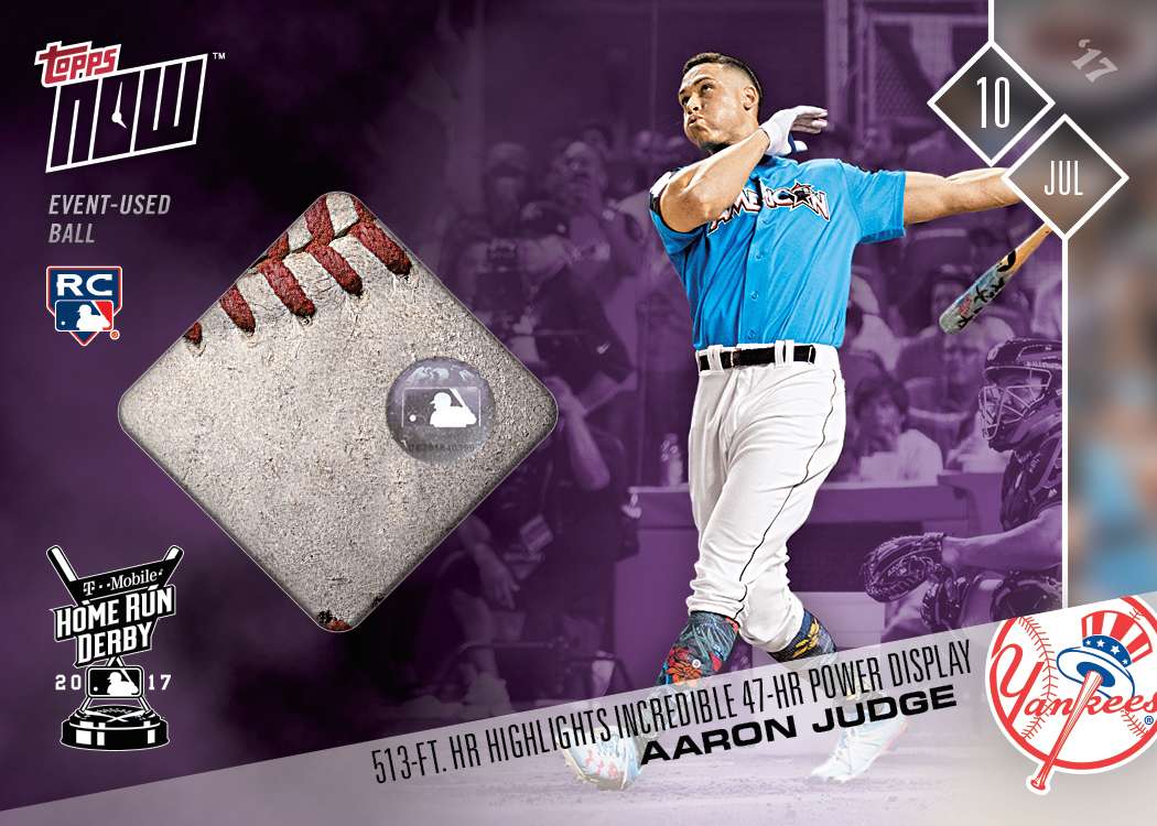 Baseball Relic # to 25 - Aaron Judge - 2017 T-Mobile Home Run Derby Champion - TOPPS NOW
