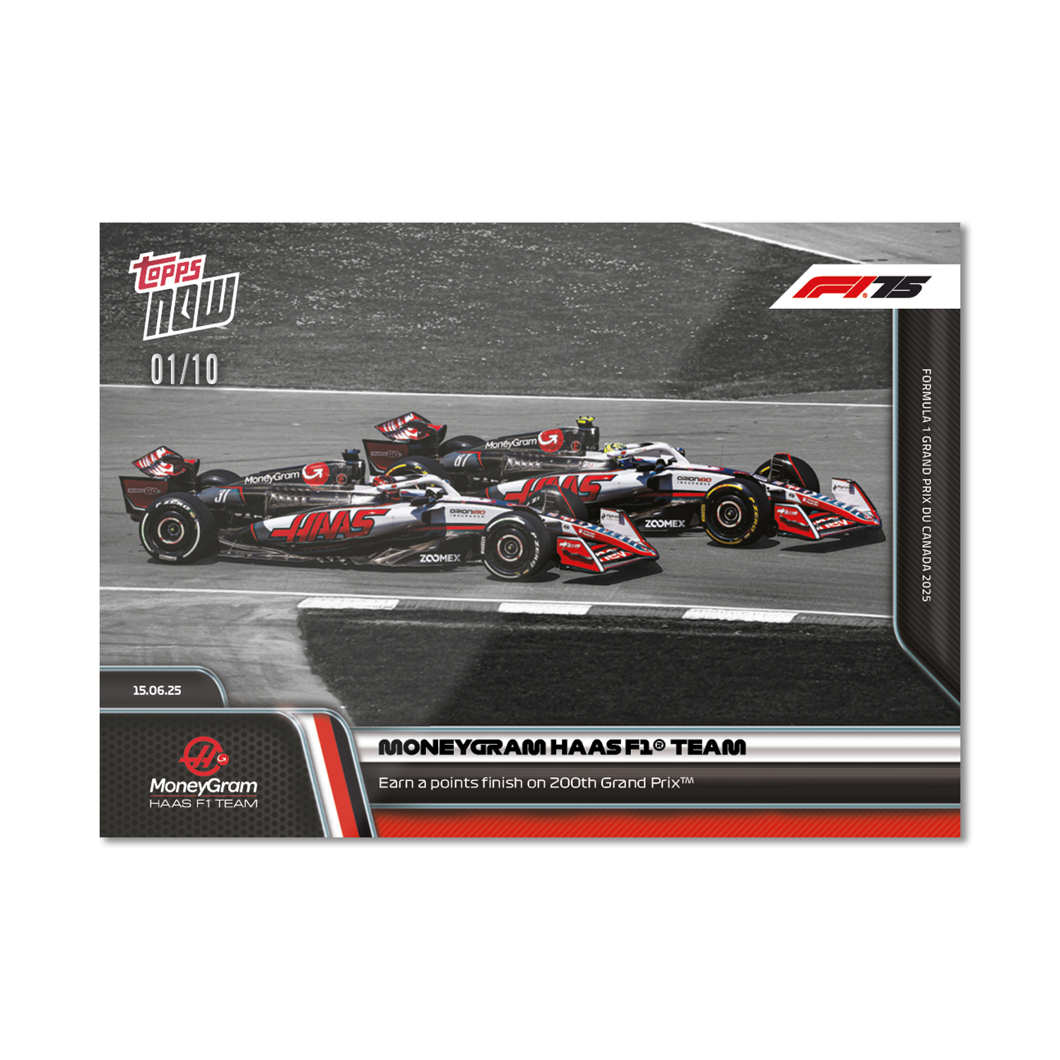 MoneyGram Haas F1 Team - 2025 Formula 1 Topps NOW - Card 46 - PR: 729 - Image 4