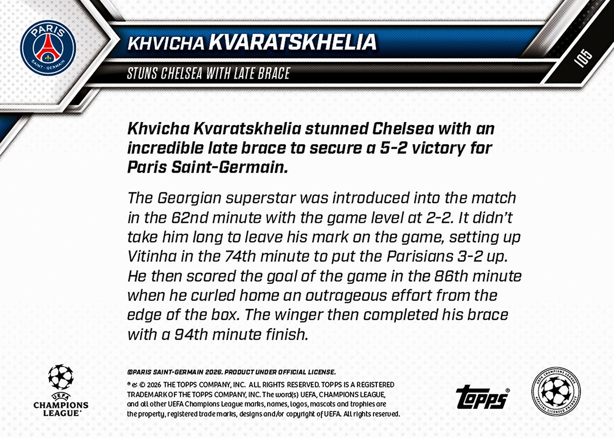 Khvicha Kvaratskhelia - 2025-26 UCL Topps NOW - Card 105 - PR: 1324 - Image 7