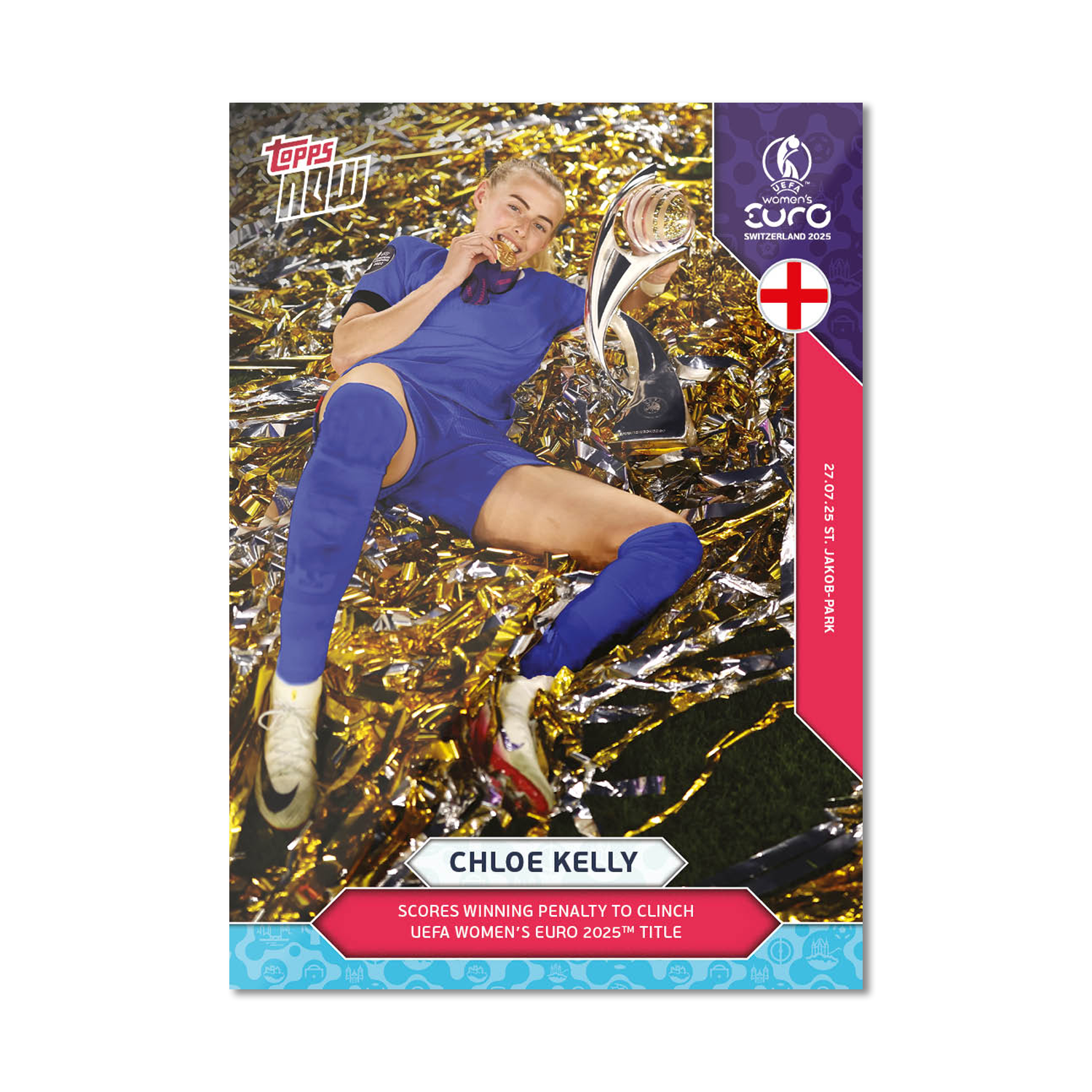 Chloe Kelly - UEFA Women’s EURO 2025™ Topps NOW - Card 28 - LOOK FOR AUTO-RELICS - PR: 1484