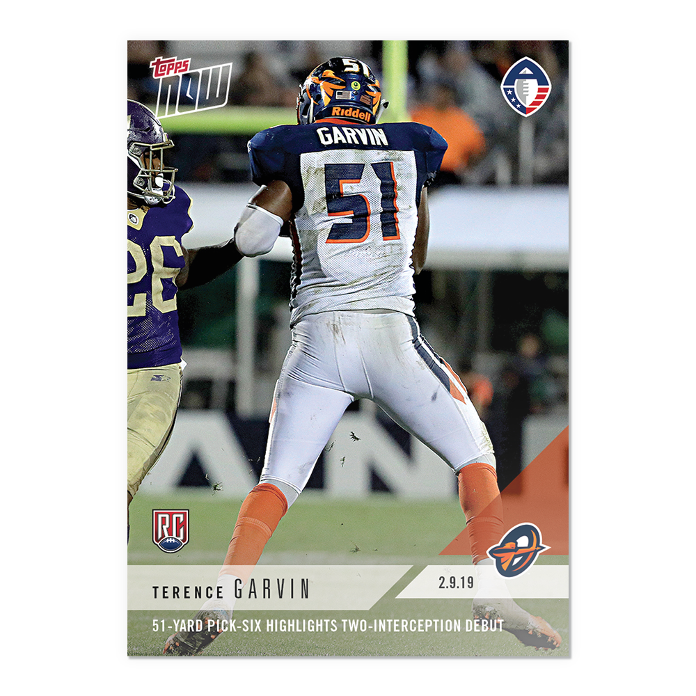 Terence Garvin - AAF TOPPS NOW Card 3 - Print Run: 312