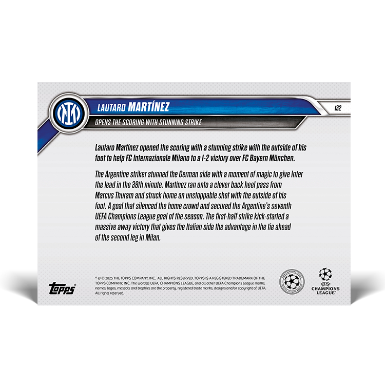 Lautaro Martínez - 2024-25 UCL Topps NOW - Card 132 - PR: 265 - Image 7
