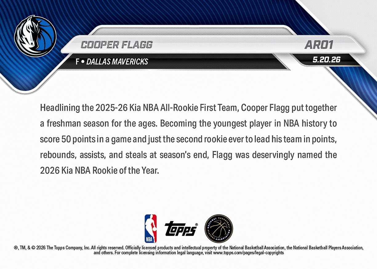 Cooper Flagg - 2025-26 NBA Topps NOW - Card AR01 - PR: 40388 - Image 3