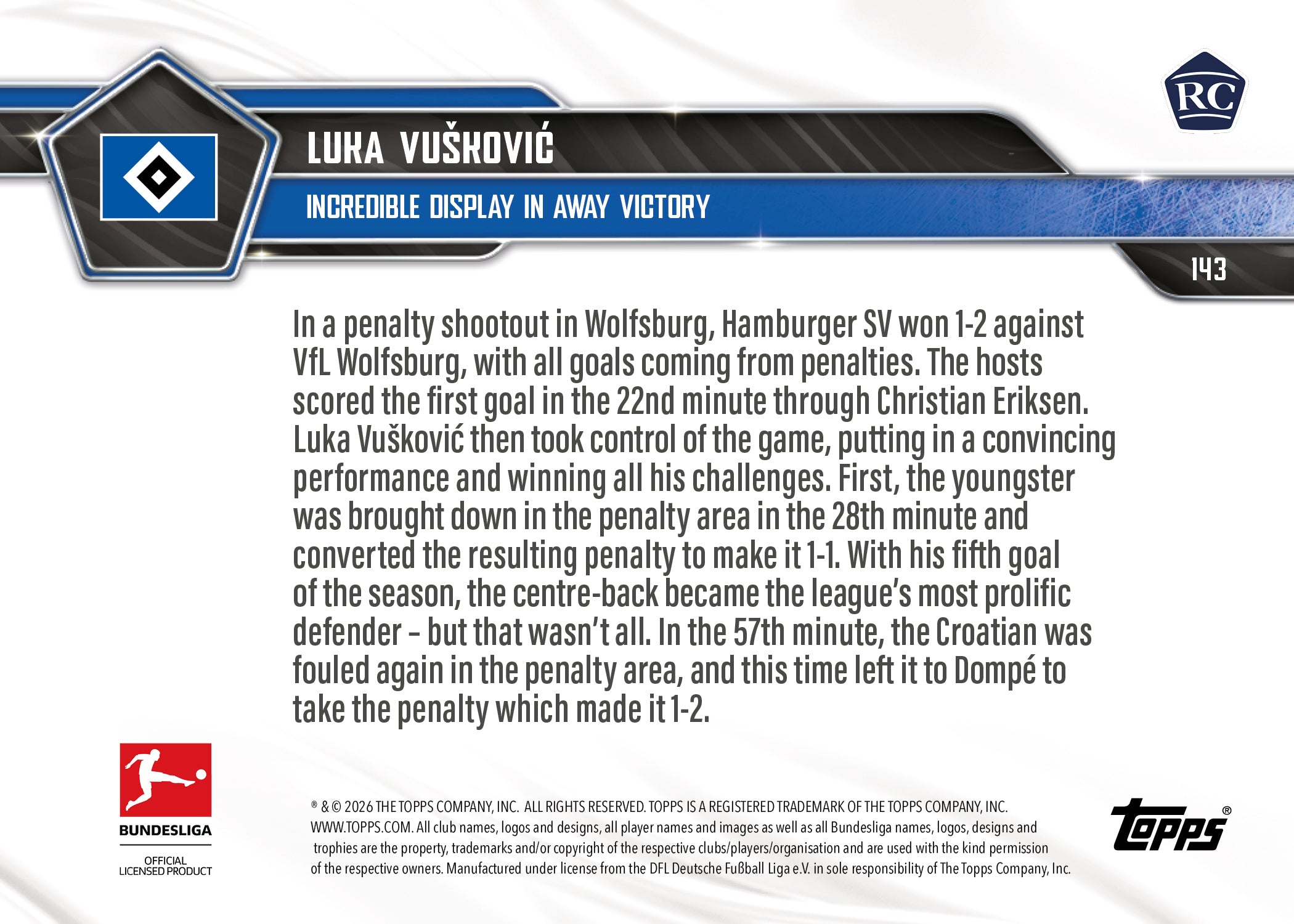 Luka Vušković - 2025-26 Bundesliga Topps NOW - Card 143 - PR:2432 - Image 7