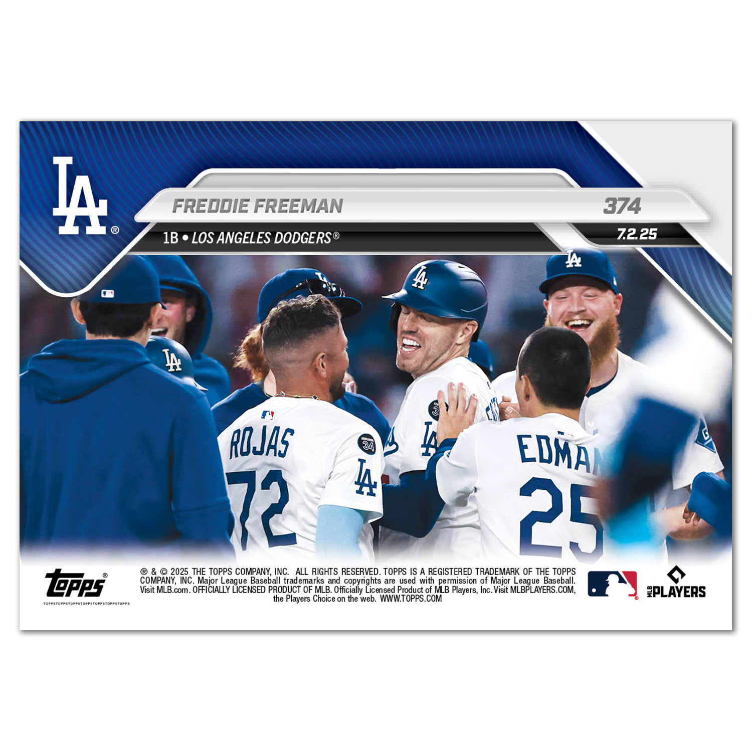 Freddie Freeman - 2025 MLB Topps NOW - Card 374 - PR: 2231 - Image 2