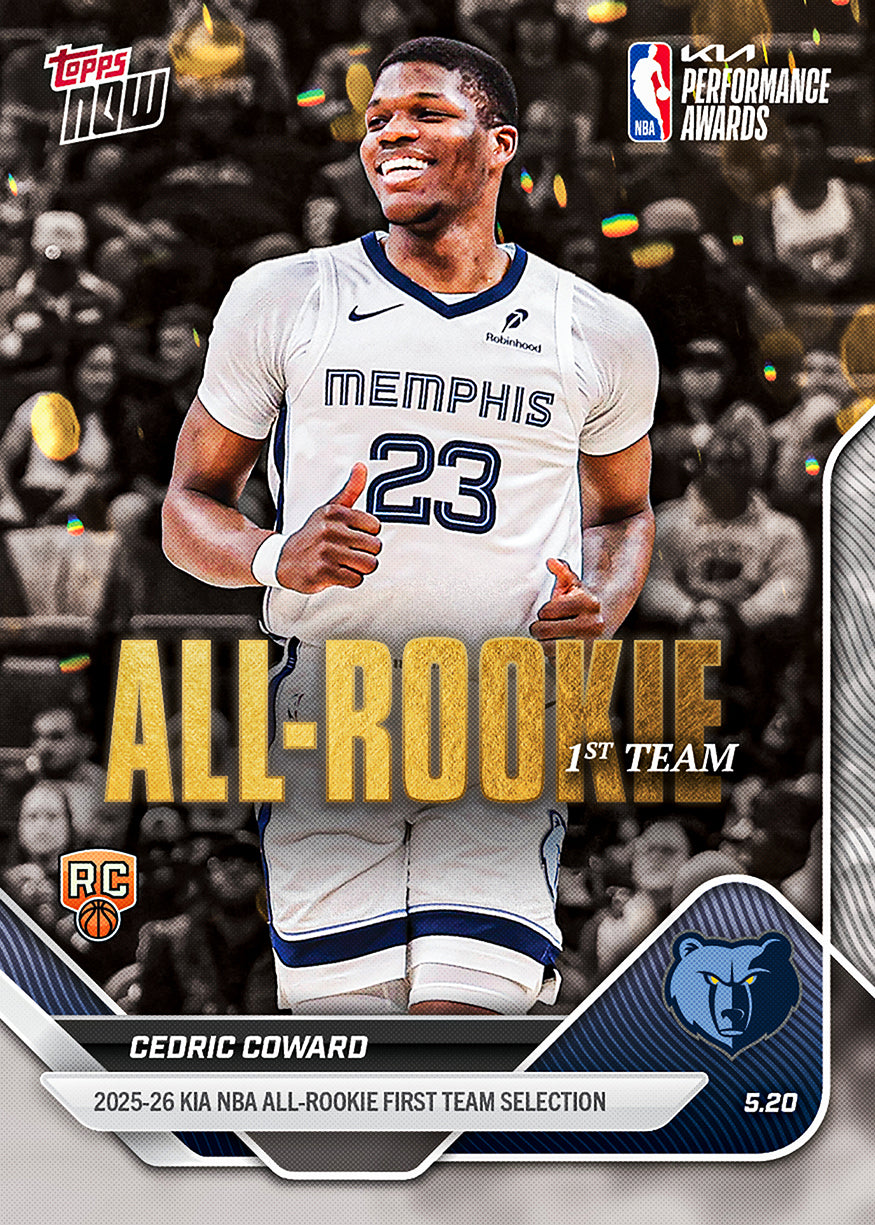 Cedric Coward - 2025-26 NBA Topps NOW - Card AR05 - PR: 2021
