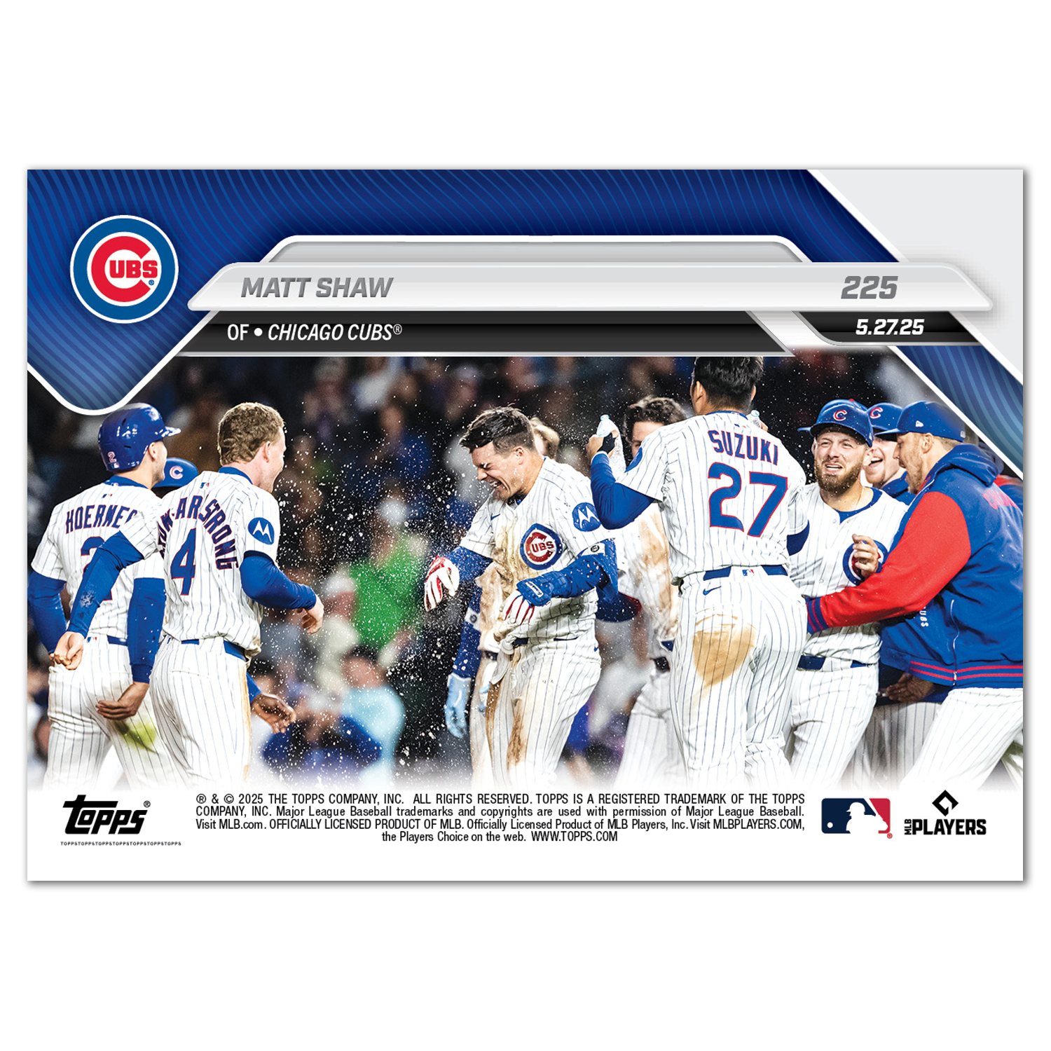 Matt Shaw - 2025 MLB Topps NOW - Card 225 - LOOK FOR AUTOS - PR: 2267 - Image 3
