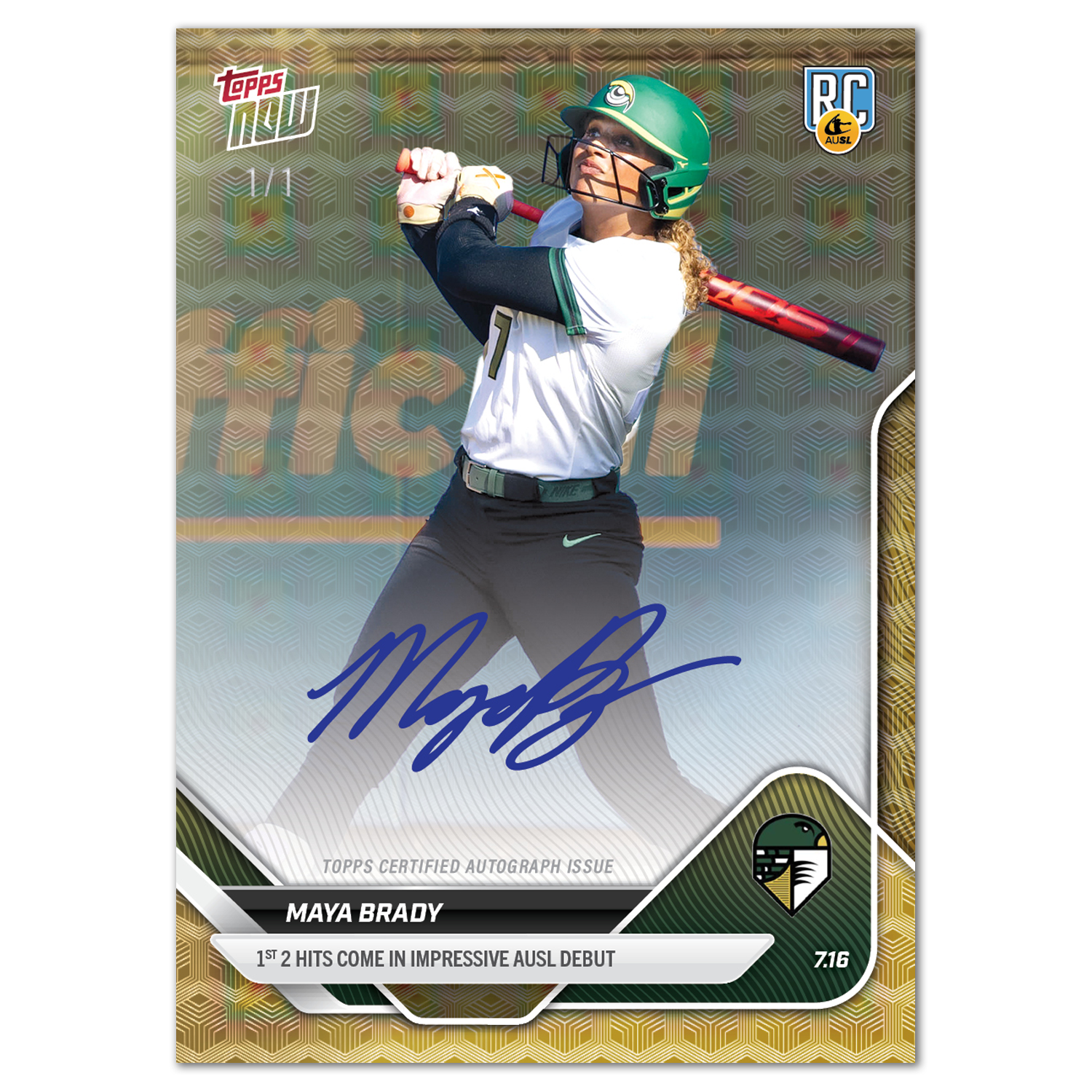 Maya Brady - 2025 AUSL Topps NOW - Card 20 - LOOK FOR AUTOS - PR: 2184 - Image 2