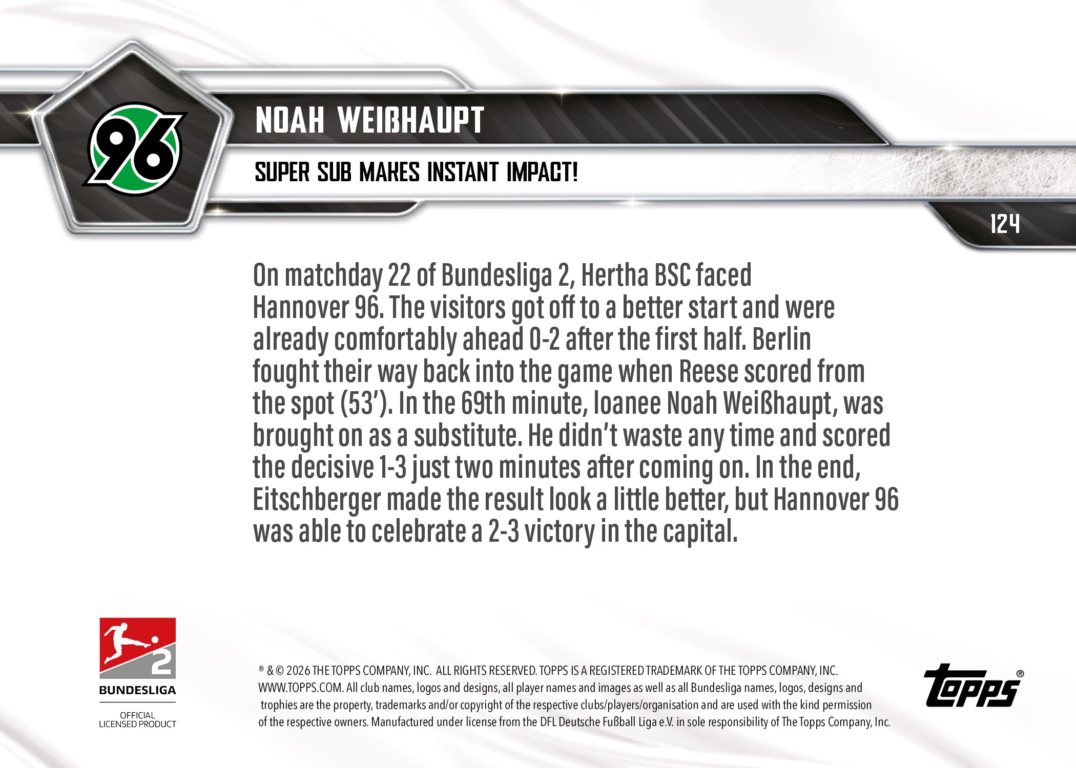 Noah Weißhaupt - 2025-26 Bundesliga Topps NOW - Card 124 - PR: 281 - Image 7