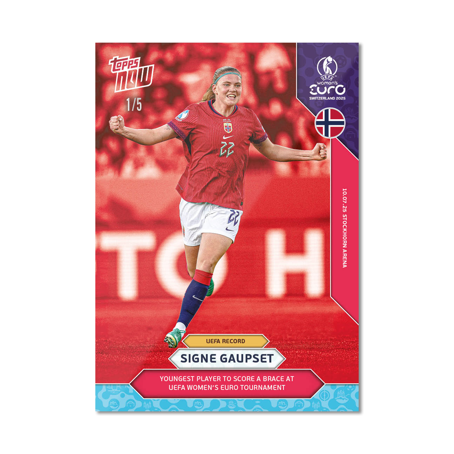 Signe Gaupset - UEFA Women’s EURO 2025™ Topps NOW - Card 15 - PR: 198 - Image 3