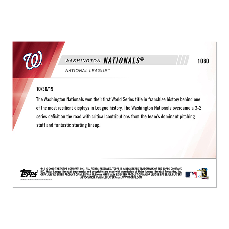 Washington Nationals - MLB TOPPS NOW Card 1080 - Print Run: 879 - Image 2