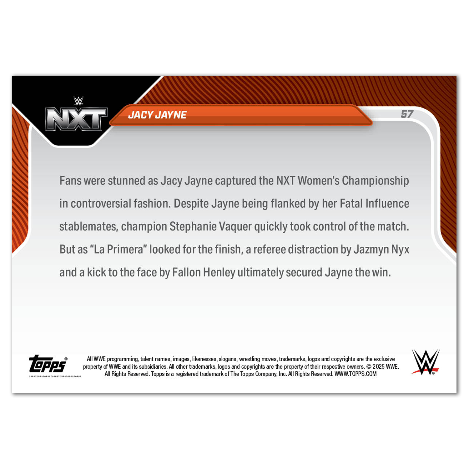 Jacy Jayne - 2025 WWE Topps NOW - Card 57 - PR: 819 - Image 2