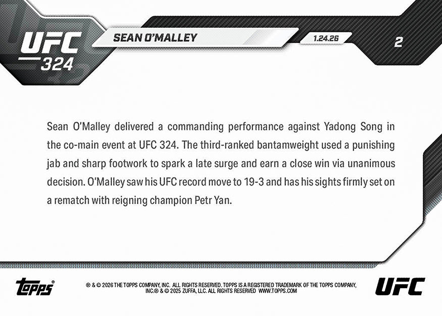 Sean O'Malley - 2026 UFC Topps NOW - Card 2 - PR: 1482 - Image 4