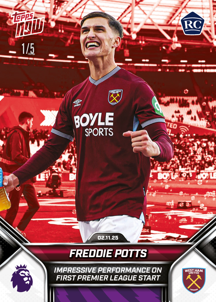Freddie Potts - 2025-26 Premier League Topps NOW - Card 50 - PR: 1025 - Image 3