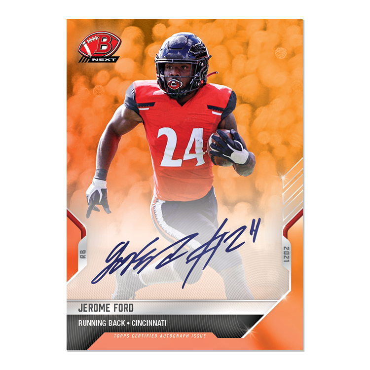 On-Card Auto # to 5 - Jerome Ford - 2021 Bowman NEXT TOPPS NOW Football Card 8E
