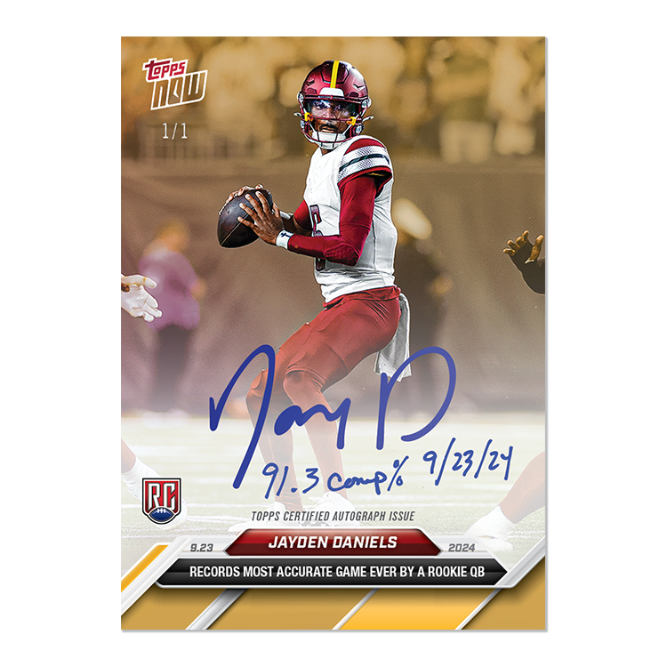 Alternative view of Jayden Daniels - 2024 TOPPS NOW Football Card 5 - LOOK FOR AUTOS - PR: 27,411
