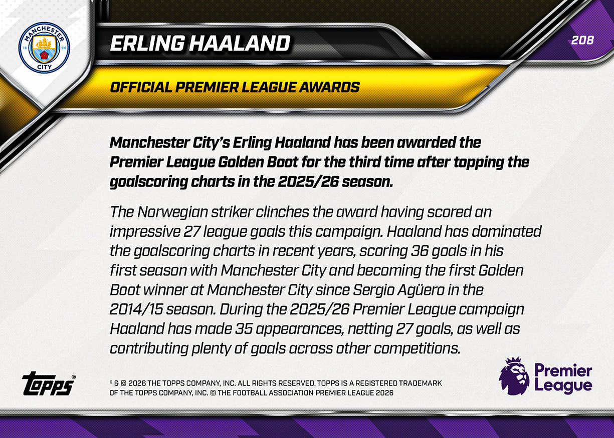 Erling Haaland - 2025-26 Premier League Topps NOW - Card 208 - PR: 3842 - Image 8