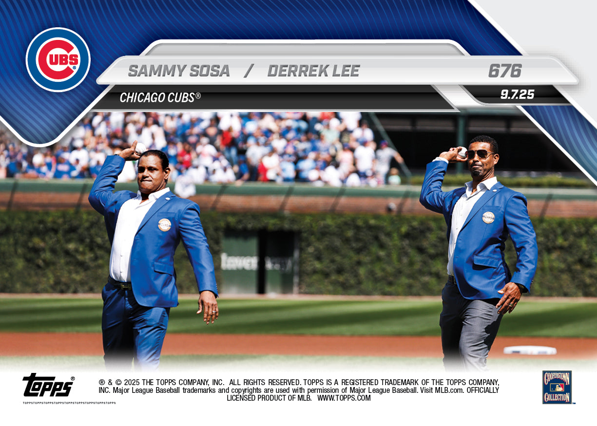 Sammy Sosa / Derrek Lee - 2025 MLB Topps NOW - Card 676 - PR: 739 - Image 2