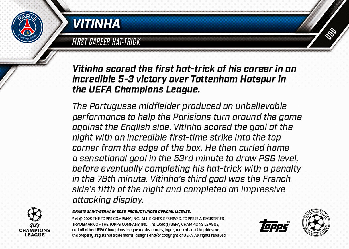 Vitinha - 2025-26 UCL Topps NOW - Card 56 - PR: 474 - Image 7