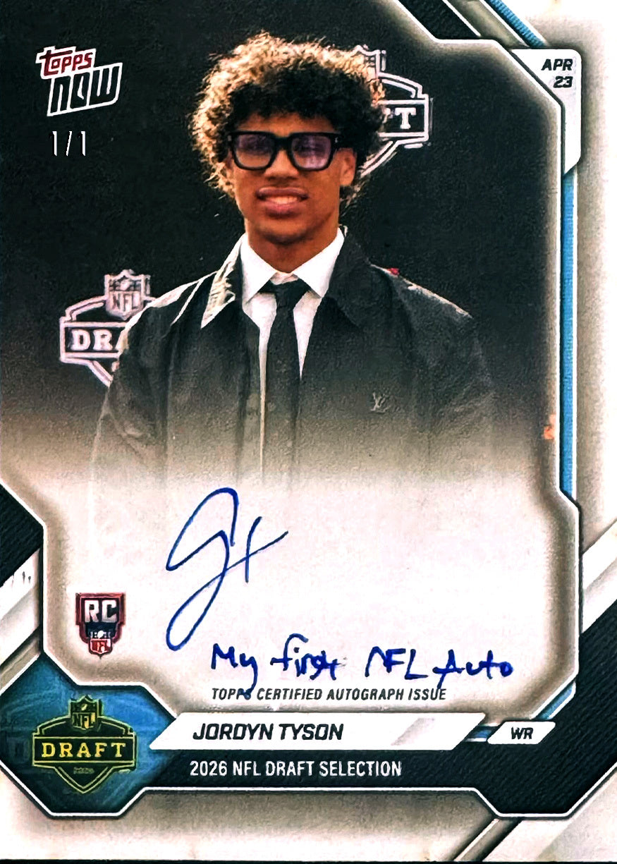 Alternative view of Jordyn Tyson - 2026 NFL Topps NOW - Card JTYS - PR: 4539
