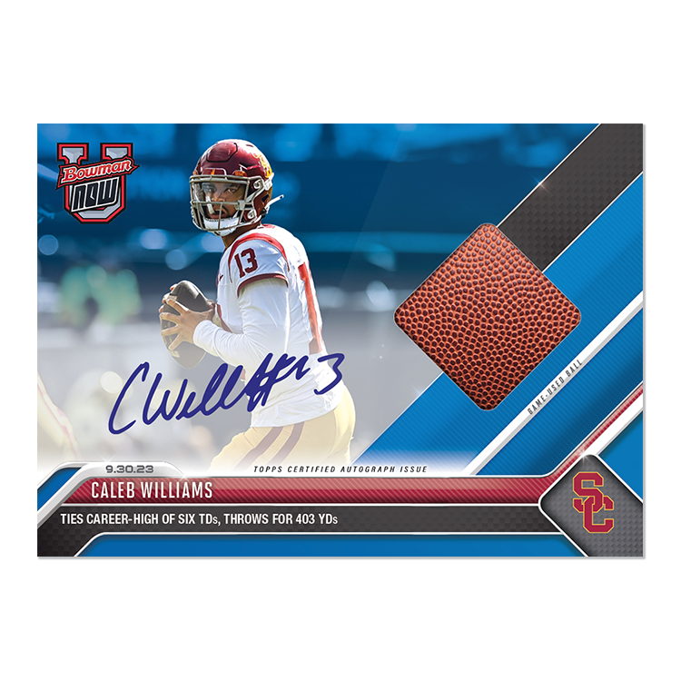 On-Card Auto-Relic # to 49 or Lower - Caleb Williams - 2023 Bowman U Now Card 10 - Image 3