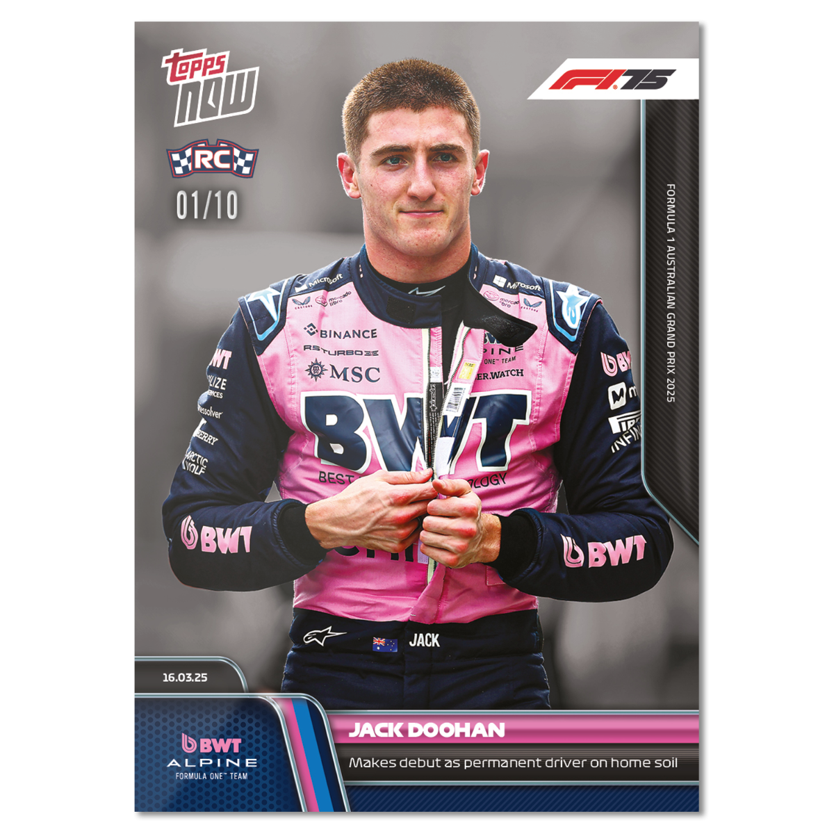 Jack Doohan - 2025 Formula 1 Topps NOW Card 18 - PR: 1025 - Image 5