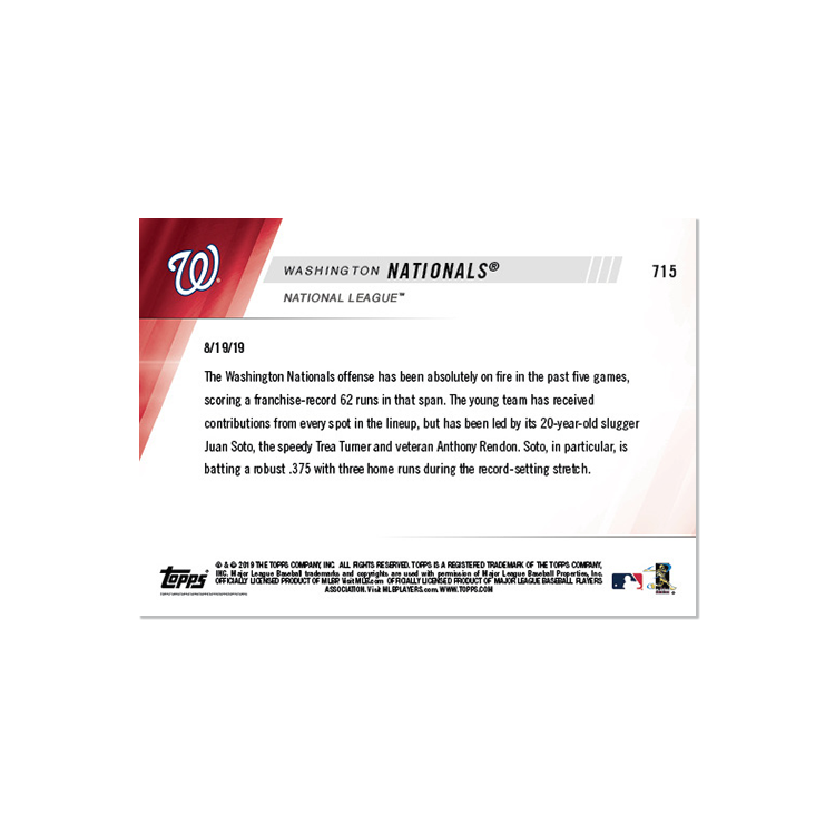 Alternative view of Washington Nationals - MLB TOPPS NOW Card 715 - Print Run: 282