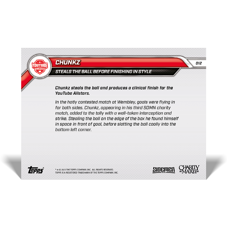 Chunkz - 2025 Sidemen Charity Match Topps NOW Card 12 - PR: 76 - Image 7