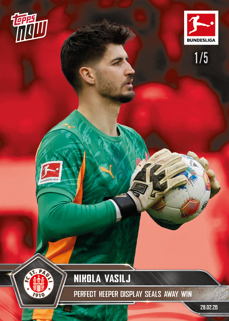 Nikola Vasilj - 2025-26 Bundesliga Topps NOW - Card 134 - PR: 371 - Image 3