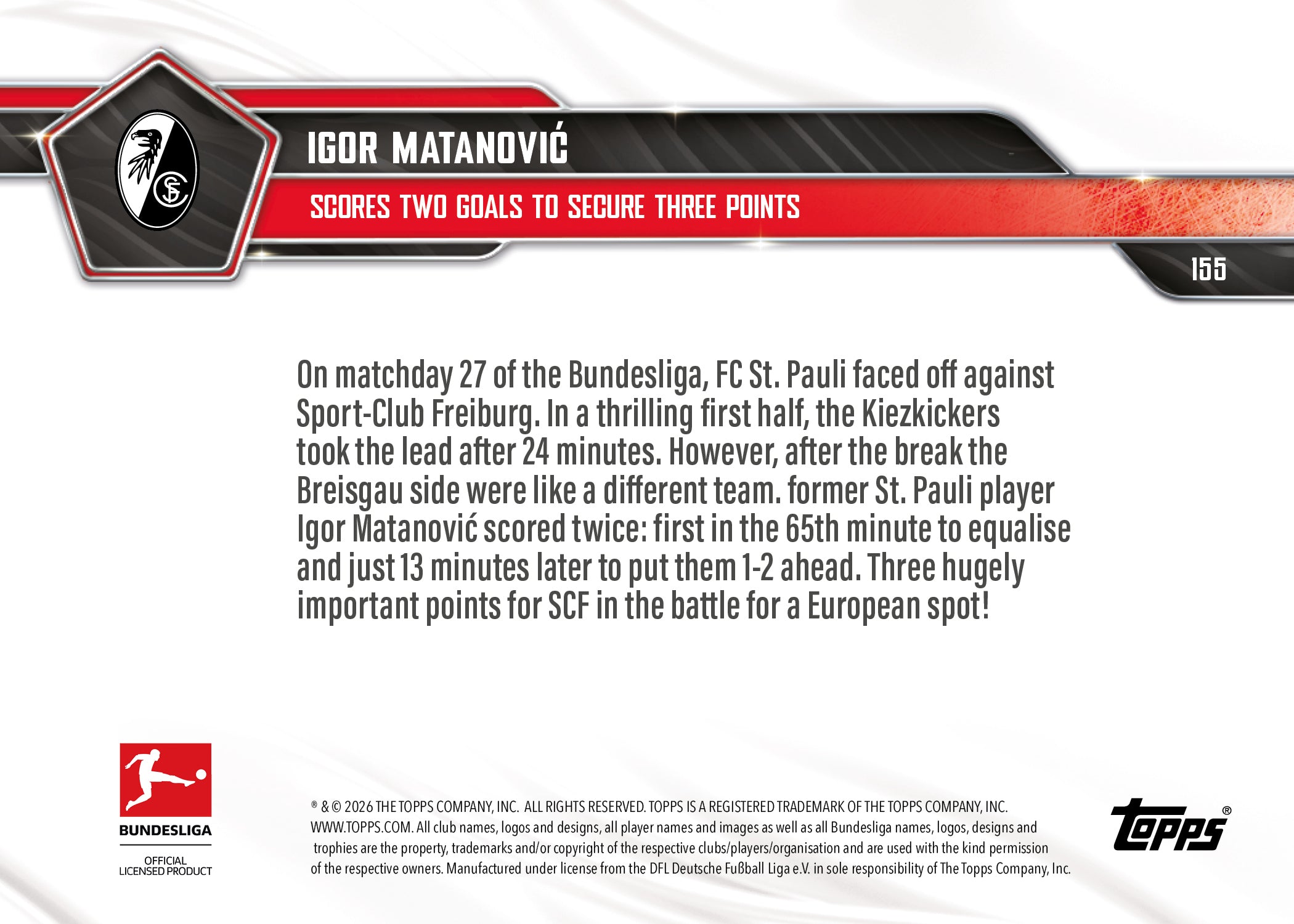 Igor Matanović - 2025-26 Bundesliga Topps NOW - Card 155 - PR: 97 - Image 7