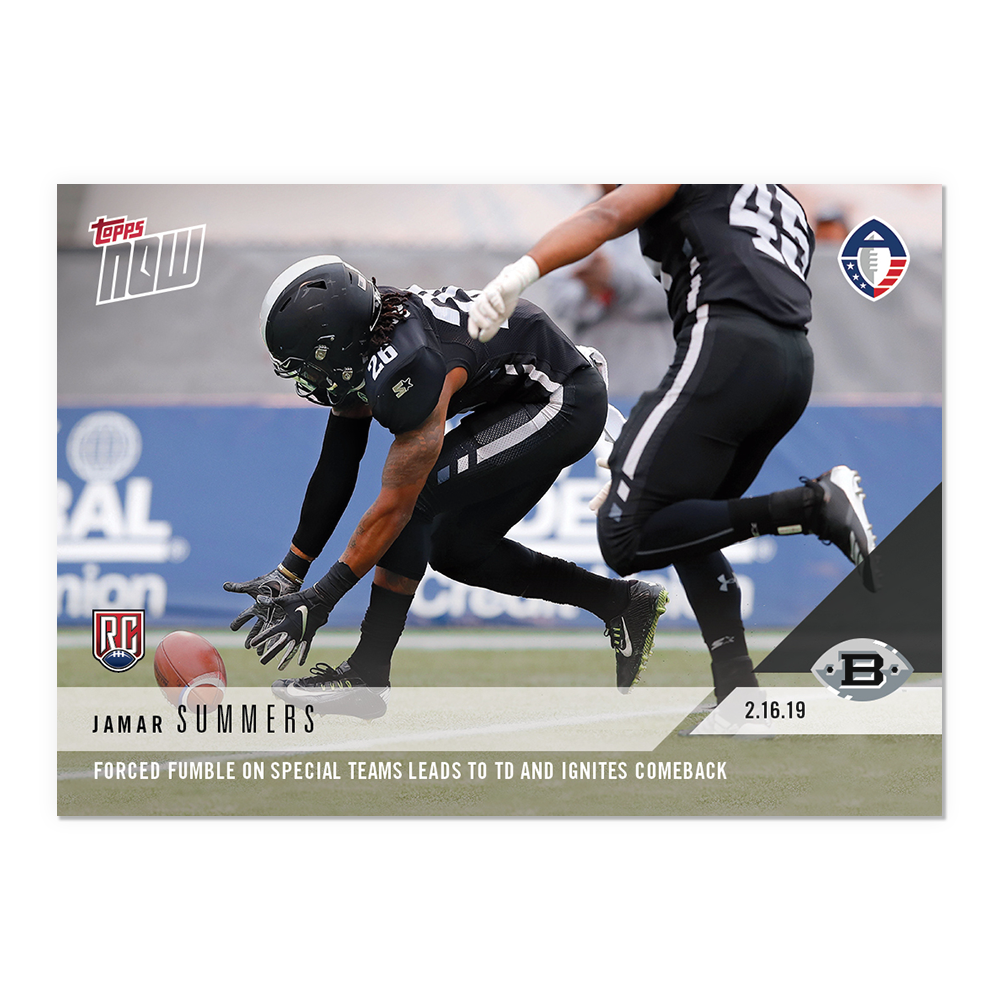 Jamar Summers - AAF TOPPS NOW Card 8 - Print Run: 279