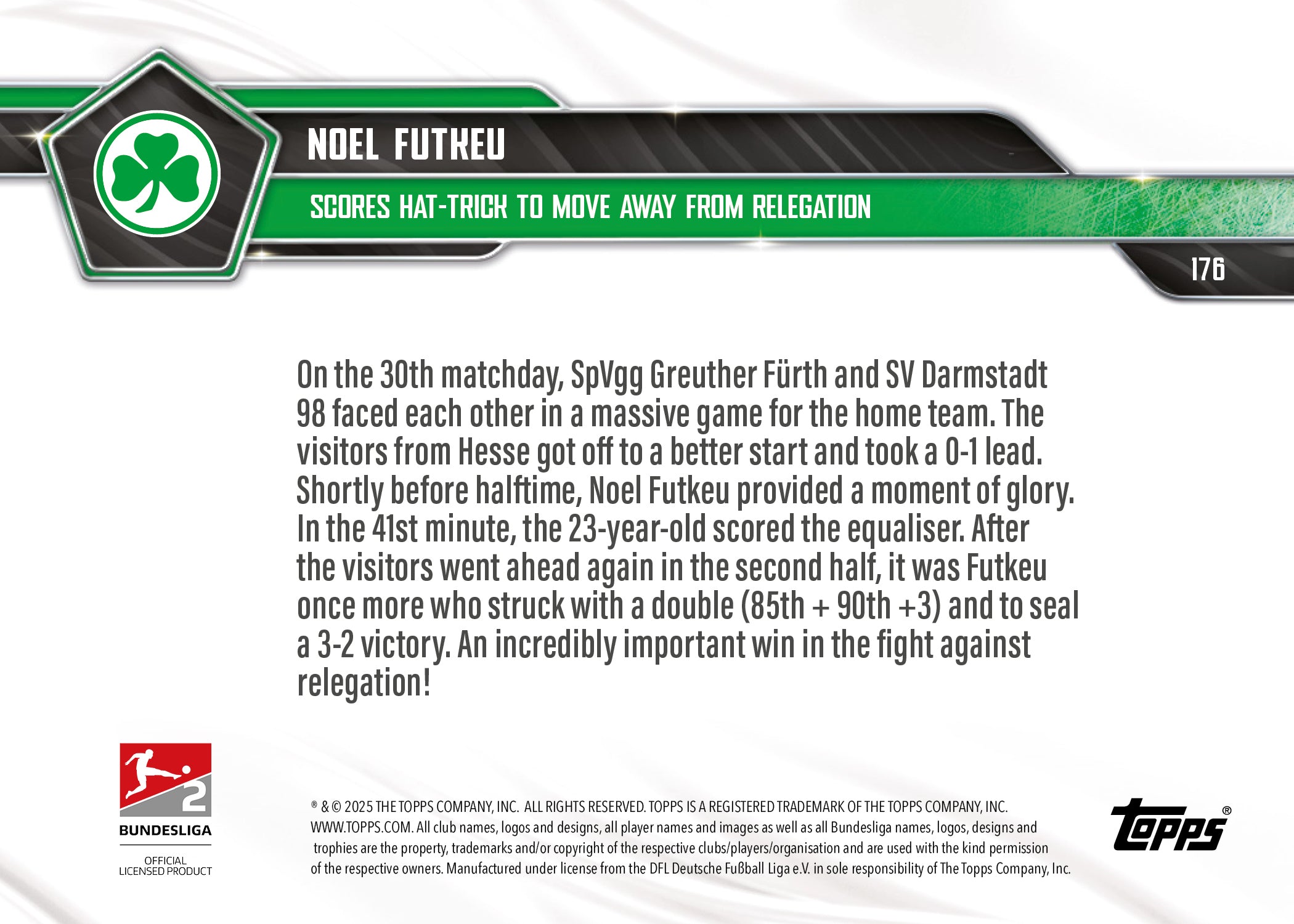 Noel Futkeu - 2025-26 Bundesliga Topps NOW - Card 176 - PR: 80 - Image 7