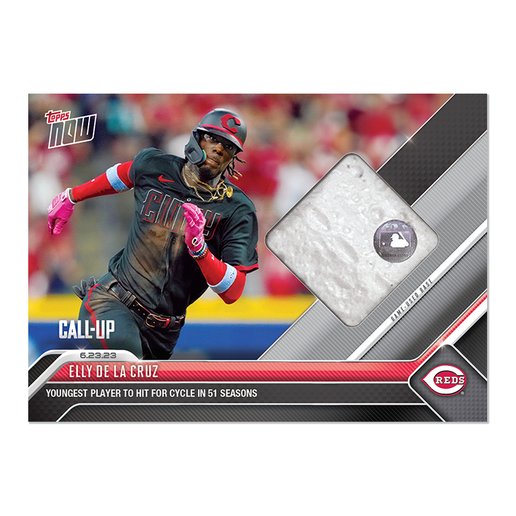 Game-used Base Relic # to 199 or Lower - Elly De La Cruz - 2023 MLB TOPPS NOW Card 485 - Image 3