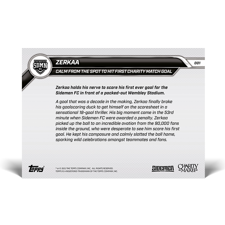 Zerkaa - 2025 Sidemen Charity Match Topps NOW Card 1 - LOOK FOR AUTO - PR: 398 - Image 8