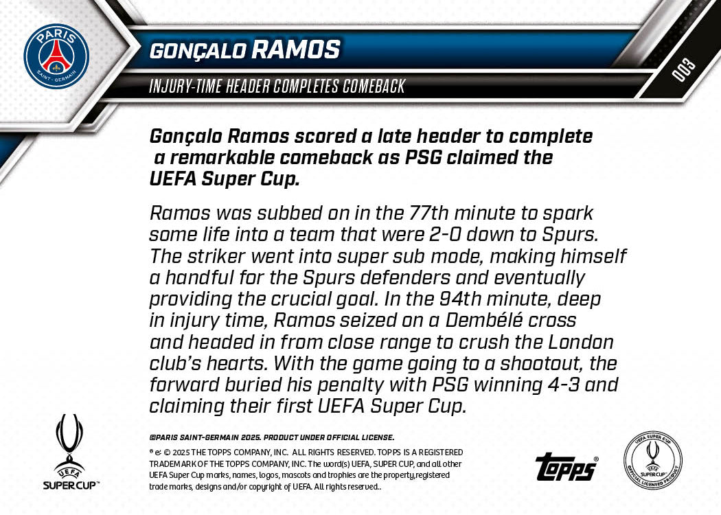 Gonçalo Ramos - 2025-26 UCL Topps NOW Card 3 - PR: 303 - Image 7