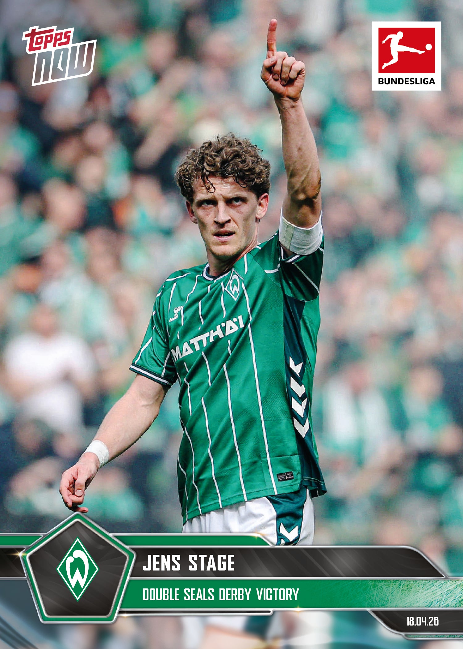 Jens Stage - 2025-26 Bundesliga Topps NOW - Card 173 - PR: 406